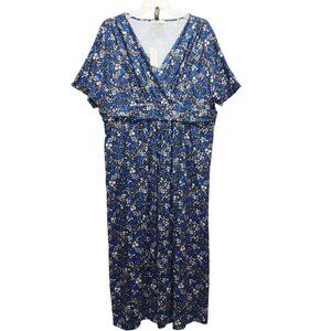 Plus Womens Maxi Dress Size 24 Lucuna Blue & White Floral Wrap  With Tags
